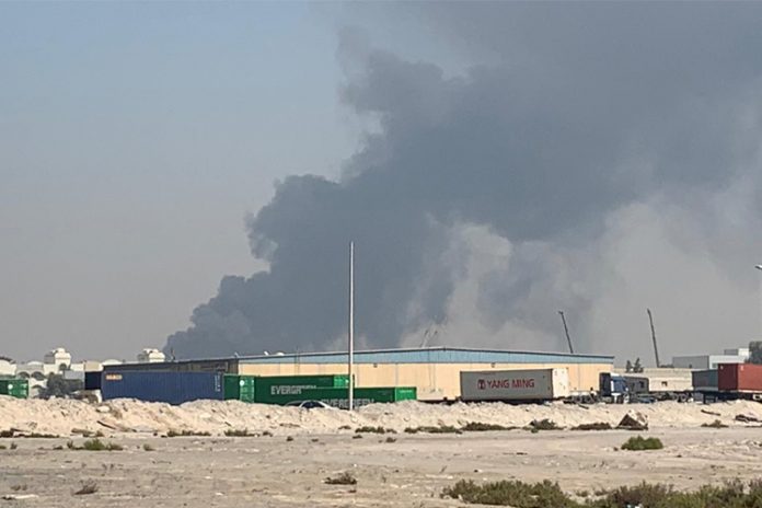 Fire breaks out at a scrap yard in Sharjah